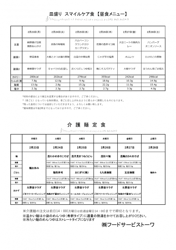 スマイルケア食の献立