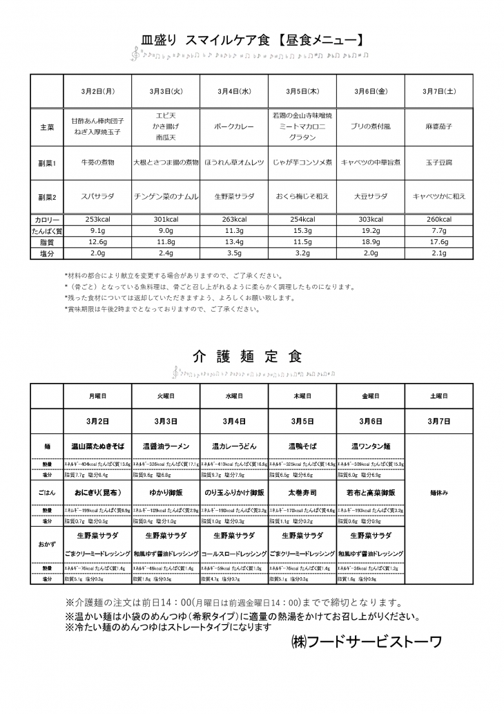 スマイルケア食の献立