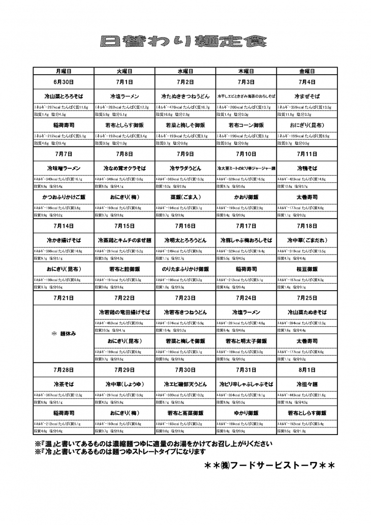 麺献立