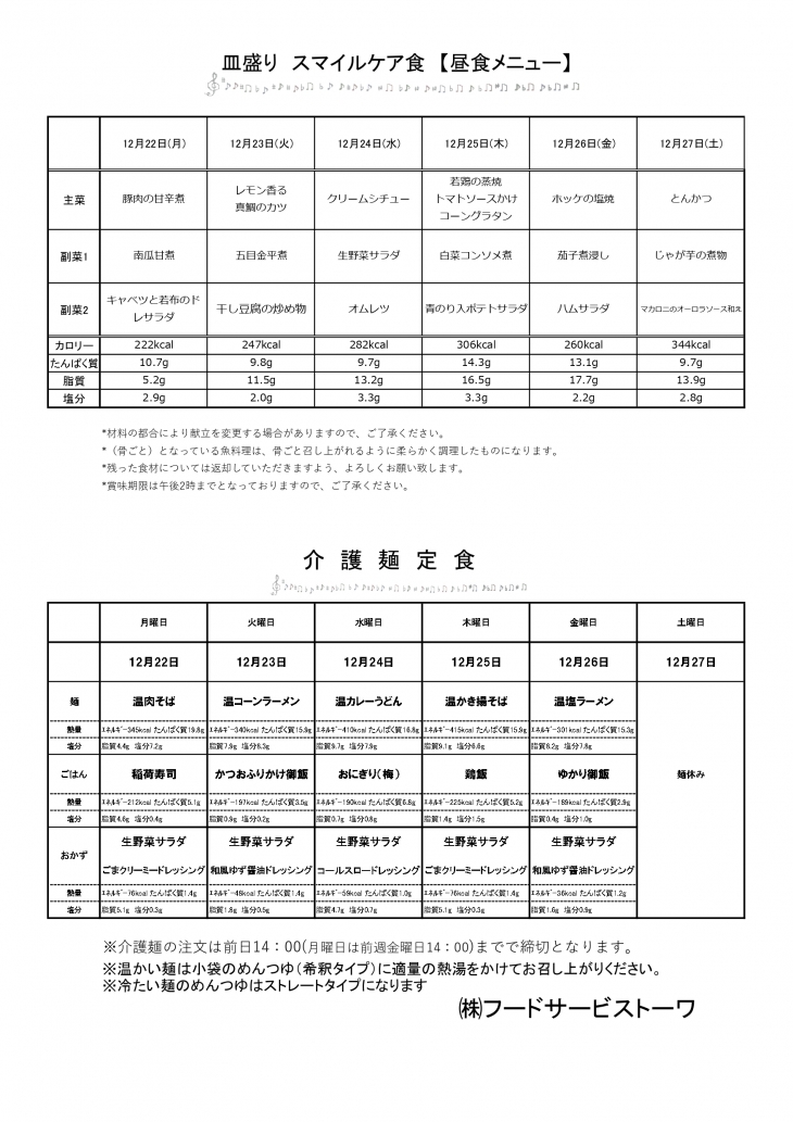 スマイルケア食の献立