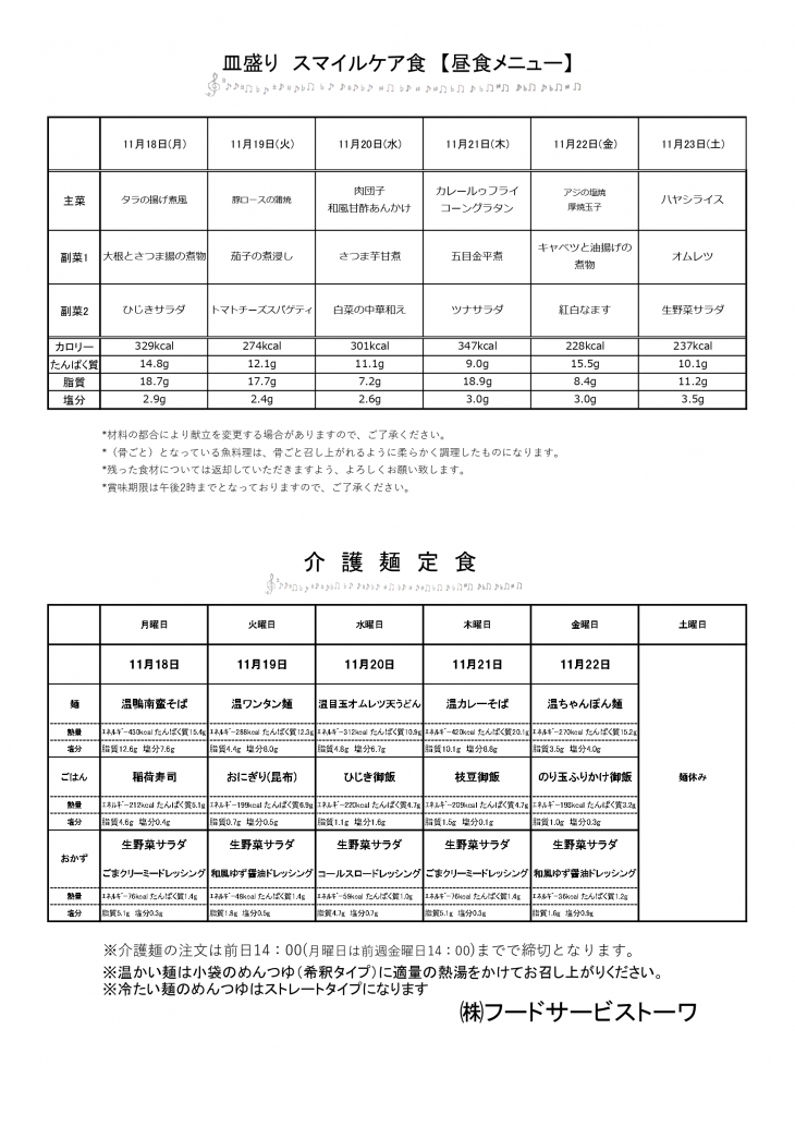 スマイルケア食の献立