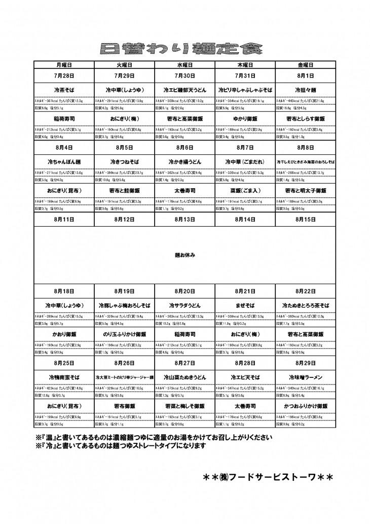麺献立