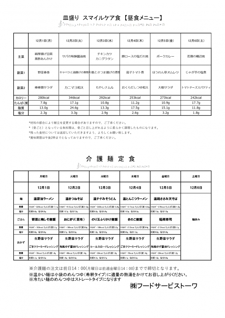 スマイルケア食の献立