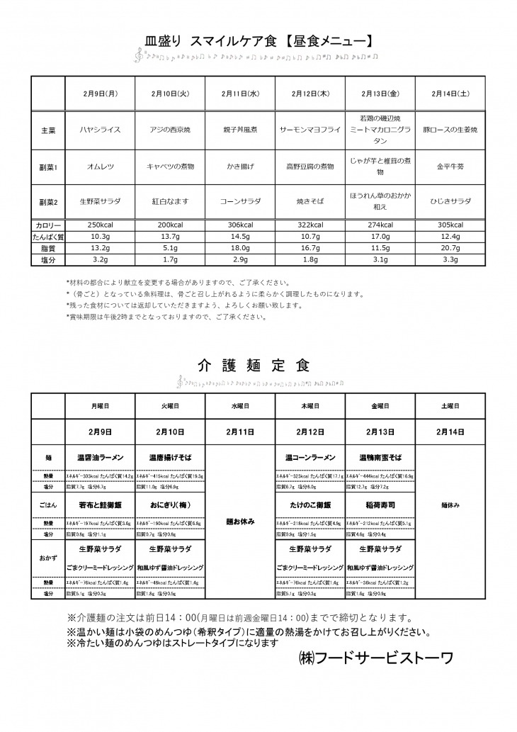 スマイルケア食の献立