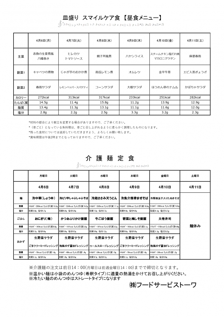 スマイルケア食の献立